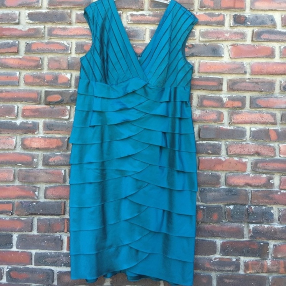 Adrianna Papell Peacock Blue Tiered Dress